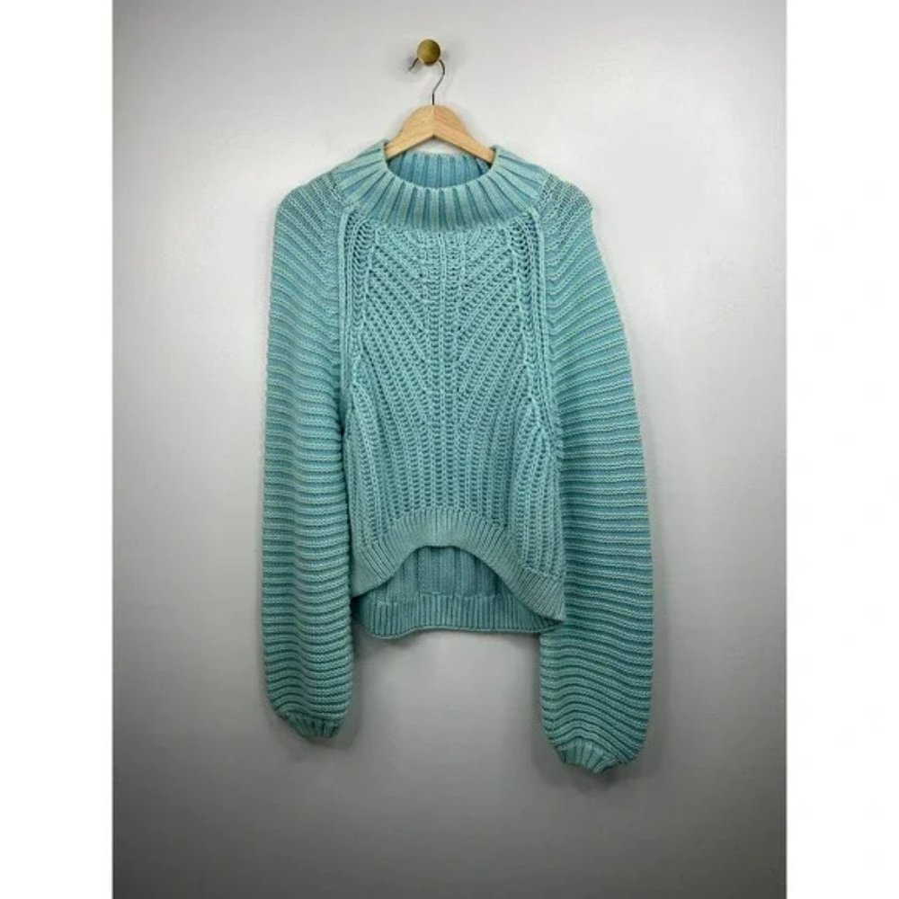 Free People Sweetheart Women's Sweater Ocean Pearl Blue Size: Medium NWT - Picture 2 of 9